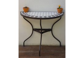 Console de Jardin Demi-Lune en Métal et Mosaïque Givex