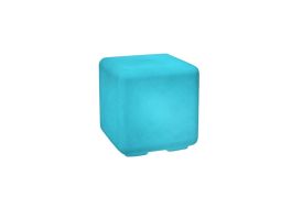 Cube de jardin lumineux bleu 43 cm pouf ou table de jardin