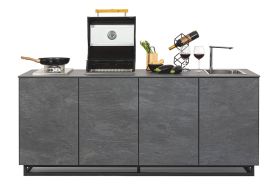 Cuisine d'extérieur grise CANA Style 4 Modules avec étagères évier feu