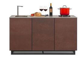 cuisine d'été en céramique et acier CANA Style marron à 3 modules 1 feu