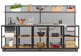 Cuisine d'extérieur CANA Classic 5 Modules grey étagères en bois style industriel