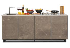 Cuisine d'extérieur CANA Style 4 Modules STONE évier inox 4 feux étagères