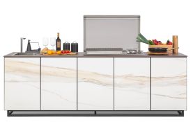 Cuisine d'extérieur CANA Style 5 Modules étagères acier BRONZE GOLD effet marbre
