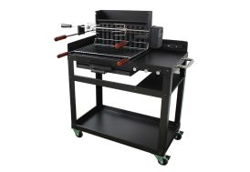 Ensemble Barbecue Tournebroche + Chariot en Acier 87 x 50 cm Delta