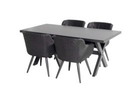 Ensemble repas de jardin 4 personnes en aluminium et résine anthracite Hartman