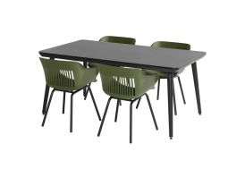 Ensemble repas de jardin 4 personnes en aluminium et résine salon de jardin Hartman Jill vert