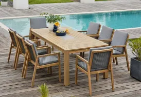 Ensemble repas de jardin en bois 8 places