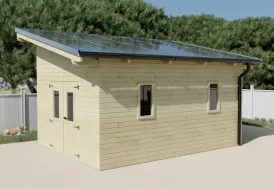 Abri de jardin 16 m² en bois THT + 10 panneaux solaires 5 kwc Habrita