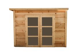 Abri de jardin en bois brut 28 mm toit plat 9 m² - Bahia Habrita