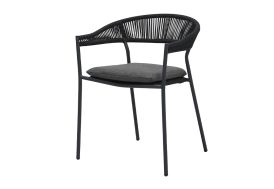Fauteuil de jardin empilable en métal et corde noir - Sebastian Best