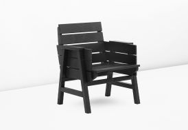 Fauteuil de jardin en bois noir – Usma Lounge Amata