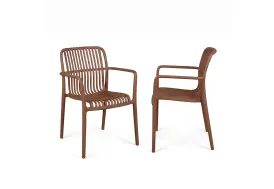 2 fauteuils de jardin en résine marron Paloma Wilsa