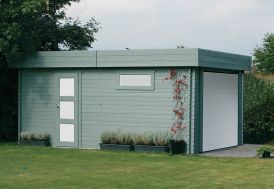 Garage Bois Moderne 40 mm (358x538cm) + Porte Motorisée 