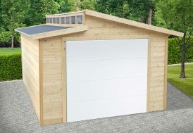 Garage en bois de pin brut avec porte motorisée Solid Torino 