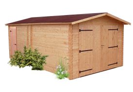 Garage de jardin en bois douglas 28 mm - Denis 19 m² Habrita