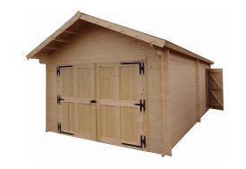 Garage de jardin en bois d’épicéa brut 60 mm Habrita 24,23 m² garage en bois