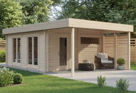 Grand sauna d’extérieur en bois brut Magnus XL