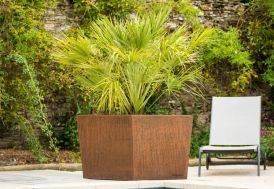 Jardinière carrée XXL en acier corten brut 96 x 96 cm H. 60 cm IDfer