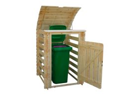 Cache-poubelle extérieur en bois brut 97 x 97 cm - M606 Timbela