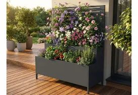 Jardinière à deux niveaux en acier anthracite