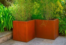 Jardinière d’angle rectangulaire PAPI en PEHD finition Corten - Balinéo 90 L