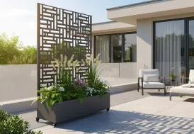 Jardinière avec treillis en métal anthracite