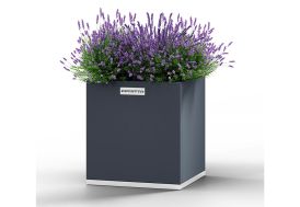 Jardinière d’extérieur carrée en métal acier galvanisé gris Coyotto