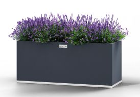 Jardinière rectangulaire d’extérieur en métal gris Coyotto