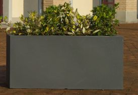 Jardinière rectangulaire en plastique rotomoulé double paroi gris