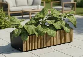 Jardinière rectangulaire en acier et bois Herstera Garden
