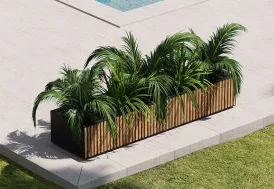 Jardinière rectangulaire en acier et bois Herstera Garden