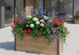 Jardinière rectangulaire en métal effet bois