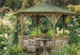 Kiosque de jardin hexagonal en bois 3 m² Vivaldi Jagram