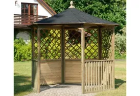 Kiosque en bois autoclave + shingle noir Carleton Lite 4,6 m² Jagram