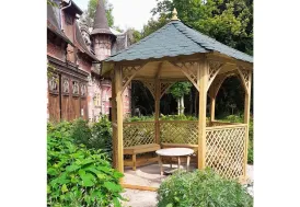 Kiosque en bois autoclave + shingle noir Vivaldi 4,6 m² H. 2,75 m Jagram