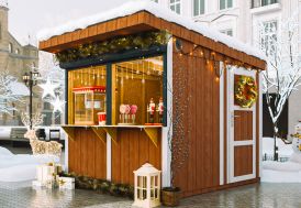 Kiosque commercial bois traité 6 m² M950 Timbela + peinture