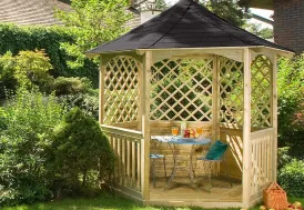 Kiosque de jardin bois autoclave 3,3 m² H. 2,65 m + shingle noir Carleton Jagram