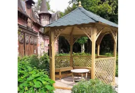 Kiosque de jardin bois autoclave 3,3 m² H. 2,65 m + shingle noir - Vivaldi Jagram