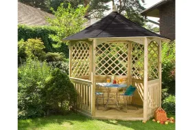 Kiosque en bois autoclave + shingle noir Carleton 4,6 m² H. 2,75 m Jagram