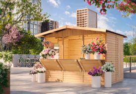 Kiosque commercial en bois 6 m² 3 fenêtres M150A Timbela