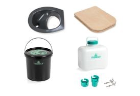 Kit de fabrication de toilettes sèches Trobolo avec lunette de toilettes en bois