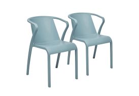Lot de 2 fauteuils de jardin empilables en polypropylène Fado bleu