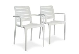 Lot de 2 fauteuils d'extérieur empilables en polypropylène Park blanc
