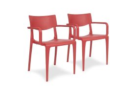 Lot de 2 fauteuils extérieurs empilables en polypropylène Town rouge