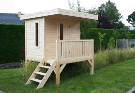 Maisonnette Enfant en Bois de Cèdre avec Toboggan Loft 750 (5