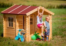 Cabane de jardin pour enfant en bois brut 164 x 130 cm - M501A Timbela