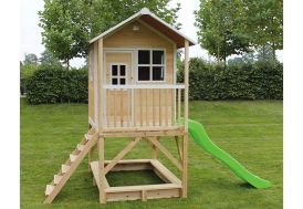 Maisonnette Enfant en Bois de Cèdre avec Toboggan Exit Toys Loft 500 Naturel