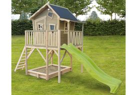 Maisonnette pour Enfant en Bois de Cèdre avec Toboggan Exit Toys Crooky 750 dans Jardin