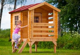 Cabane pour enfant sur pilotis en bois brut 164 x 130 cm - M501B TImbela