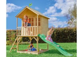 Aire jeux pour enfants avec maisonnette et toboggan